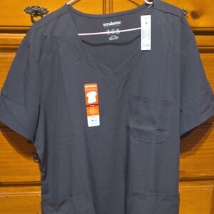 Scrubstar Women's Charcoal V-Neck Short Sleeve Scrub Top